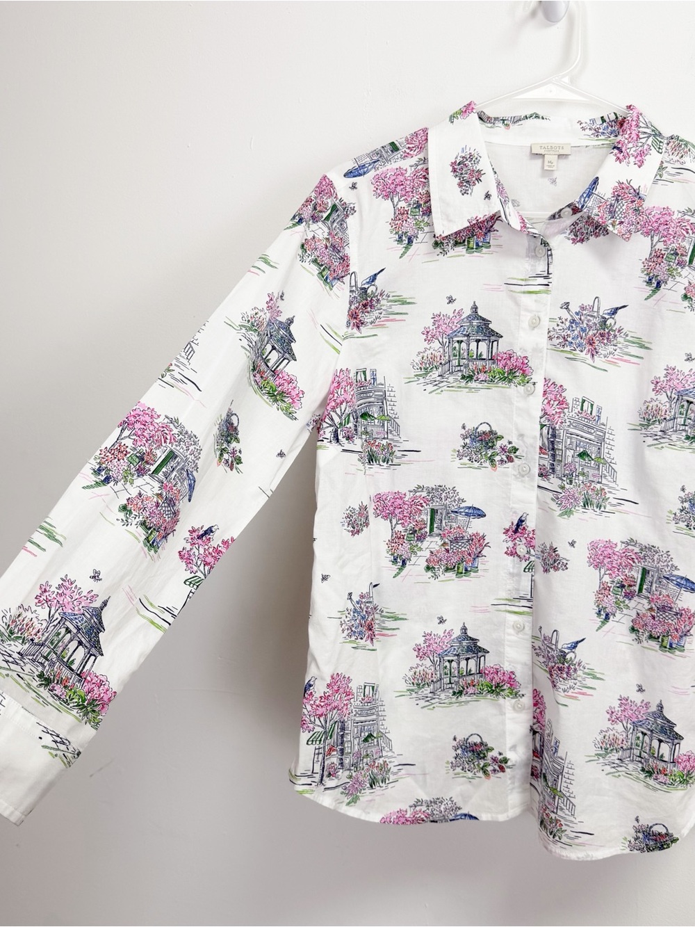 Talbots Shirt Womens PM Medium Petite Button Up Shirt Floral Flower Garden - Picture 2 of 8